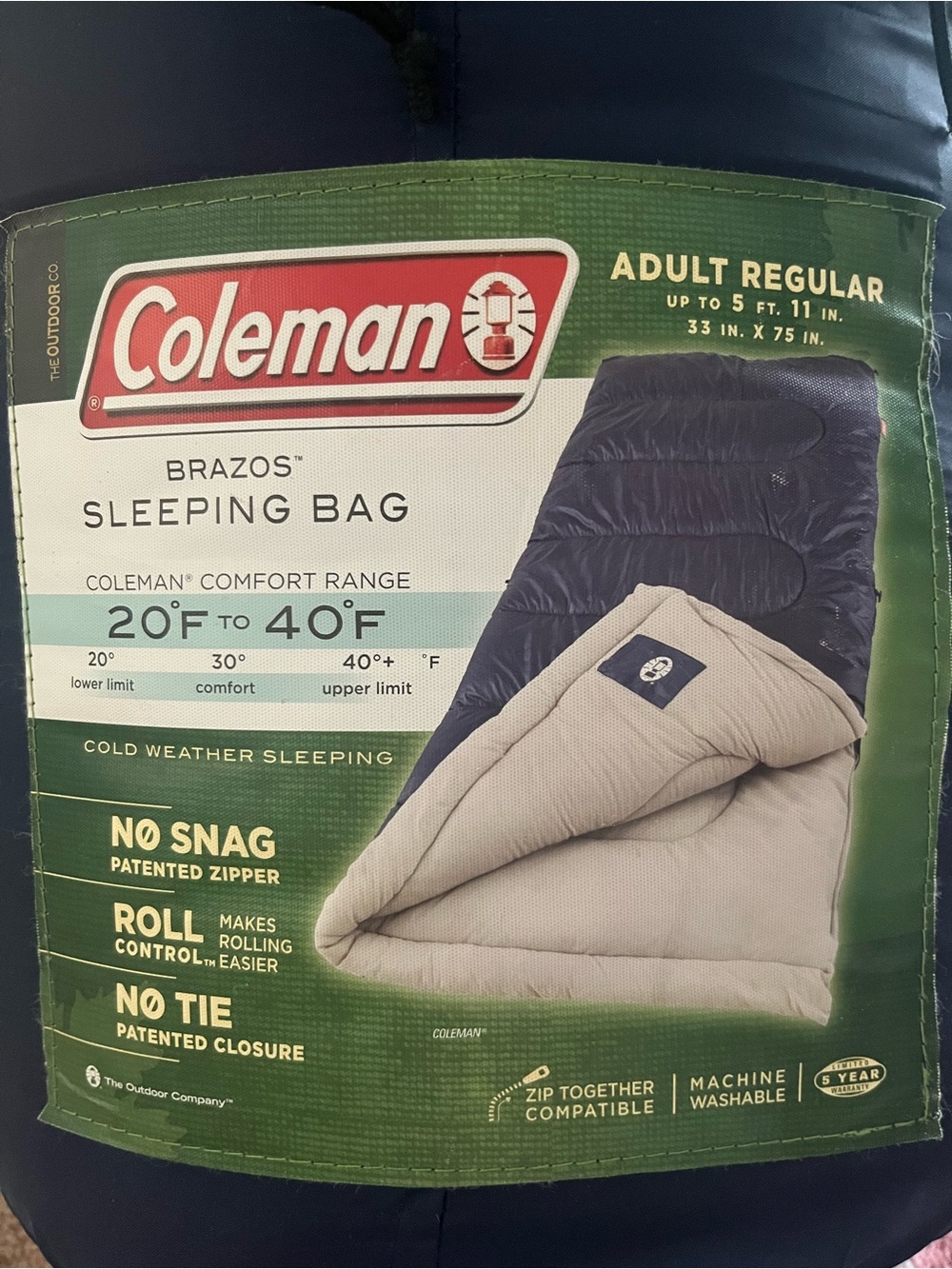 Coleman sleeping bag adult size